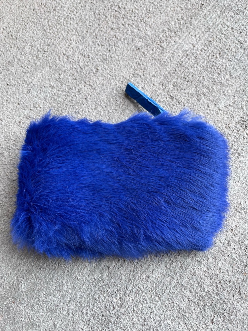 Primecut blue rabbit fur coin pouch mini pouch wallet cobalt blue NWOT